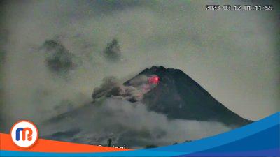 Awan panas guguran di Gunung Merapi pada 12 Maret 2023 pukul 01.11 WIB dengan jarak luncur 1300 m mengarah ke Barat Daya (hulu Kali Bebeng)