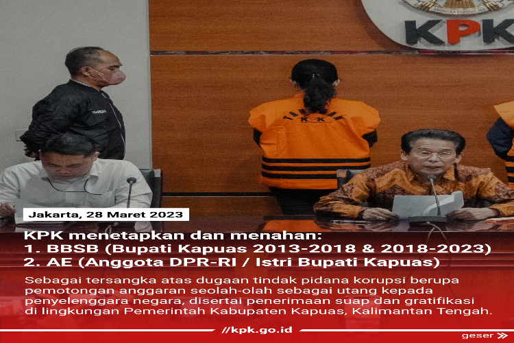 Isteri Bupati Kabupaten Kapuas, Provinsi Kalimantan Tengah (Kalteng) di Kantor KPK RI