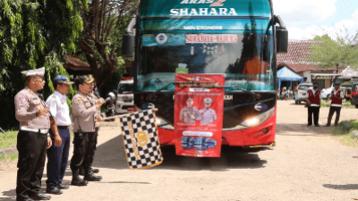 Kapolres Sumenep Berangkatkan Dua Armada Bus Balik Mudik Gratis