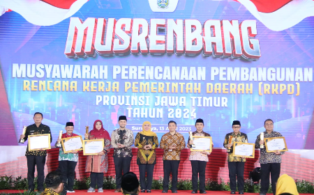 Musyawarah Perencanaan Pembangunan (Musrenbang) Rencana Kerja Pemerintah Daerah (RKPD) Provinsi Jawa Timur Tahun 2024, di Surabaya, Kamis (13/4/2023). Foto: Herlambang/JNR (Sumber: Kominfo Jatim, 2023).