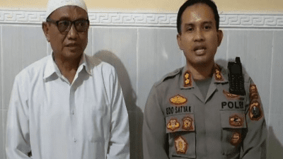 Kapolres Sumenep AKBP Edo Satya Kentriko, S.H., S.I.K., M.H., dan Ketua Pengurus Cabang Nahdlatul Ulama (PC NU) Kabupaten Sumenep K.H. Achmad Panji Taufik (Sumber foto: Tribratanews, 2023).