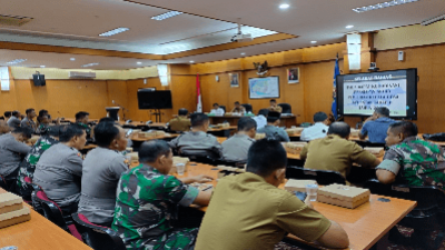 Rapat koordinasi (Rakor) Pemerintah Kabupaten Bangkalan dalam rangka persiapan akhir Pemilihan Kepala Desa (Pilkades) Tahap 2 Tahun 2023 (Sumber foto: Pemkab Bangkalan, 2023).