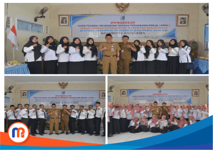 Kadisdik Edi Subianto, S.Pd., M.M., dan Moh. Imran, S.Pd., M.Pd., Kabid Pembinaan SD Disdik Kabupaten Sampang bersama peserta Pembinaan Guru PPPK (Dok. Madurapers, 2023).