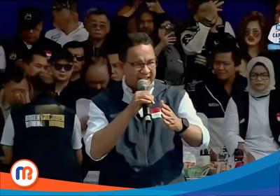 Anies Rasyid Baswedan (Anies) saat kampanye akbar di Lapangan Tegallega, Kota Bandung, Jawa Barat, pada Minggu, 28 Januari 2024