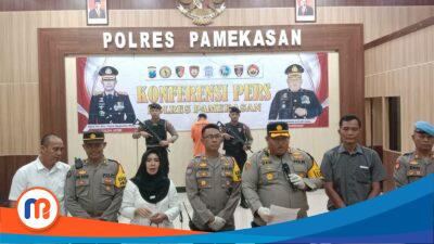 Kapolres Pamekasan, AKBP Jazuli Dani Iriawan saat melakukan konferensi pers di Mapolres Pamekasan, Rabu (17/1/2024) (Sumber foto: Polres Pamekasan, 2024).