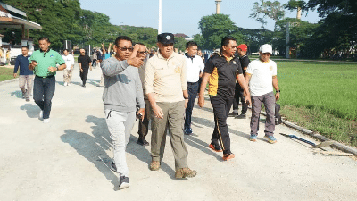 Peresmian fasilitas jogging track oleh Penjabat (Pj) Bupati Bangkalan, Arief M Edie, bersama Forkopimda dan para donatur yang telah turut serta dalam pembangunan, pada Jumat (16/2/2024)