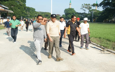 Peresmian fasilitas jogging track oleh Penjabat (Pj) Bupati Bangkalan, Arief M Edie, bersama Forkopimda dan para donatur yang telah turut serta dalam pembangunan, pada Jumat (16/2/2024)