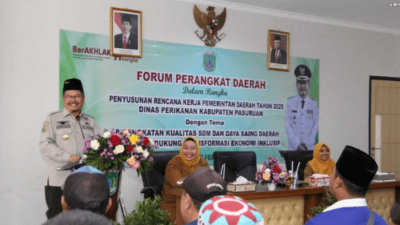 Pj. Bupati Andriyanto dalam Forum RKPD di Aula Dinas Perikanan, Gedung Kapiten Kompleks Perkantoran Kabupaten Pasuruan pada hari Selasa (27/2/2024) lalu