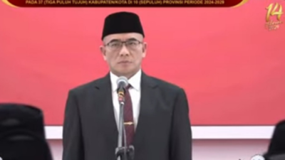 Ketua KPU RI saat acara pelatikan Komisioner KPU Provinsi dan Kabupaten/Kota