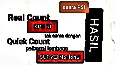 Ilustrasi perbedaan perolehan suara PSI hasil real count KPU RI dan quick count pelbagai lembaga survei nasional