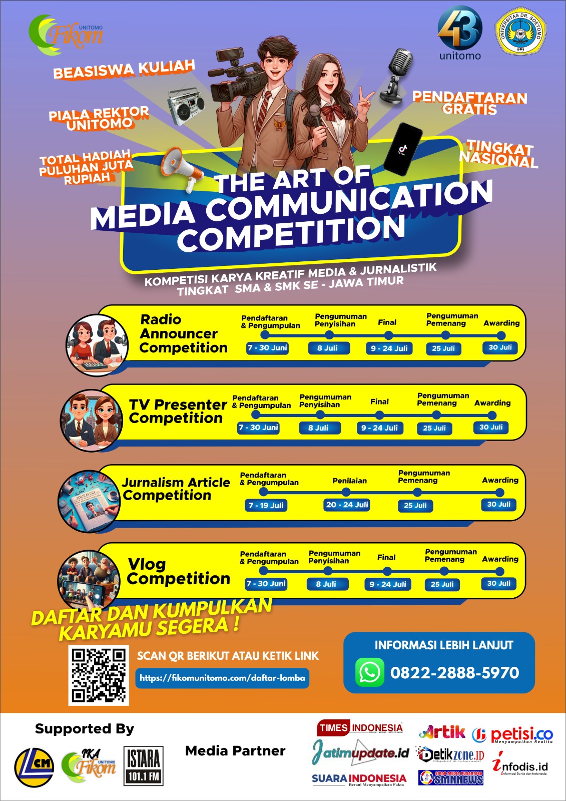 Pamflet kompetisi yang berjudul "The Art Of Media Communication Competition" atau kompetesi karya kreatif media & jurnalistik tingkat SMA dan SMK