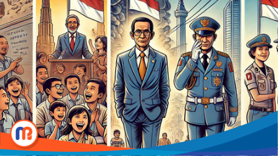 Gambar ilustrasi tingkat kepercayaan masyarakat Indonesia terhadap profesi guru, politisi, dan polisi