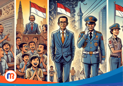 Gambar ilustrasi tingkat kepercayaan masyarakat Indonesia terhadap profesi guru, politisi, dan polisi