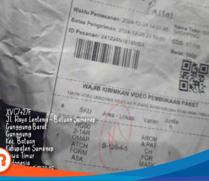 Tangkap layar bukti pengiriman yang salah alamat