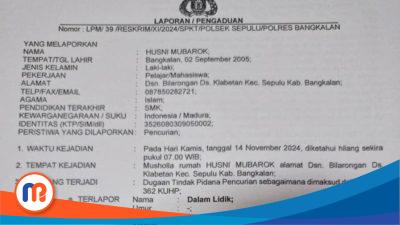 Surat laporan warga Desa Klabetan, Kecamatan Sepulu, Kabupaten Bangkalan yang diduga tidak ditangani oleh Polsek Sepulu hingga saat ini. Bahkan, diketahui bahwa laporan tersebut dilimpahkan ke Polres Bangkalan