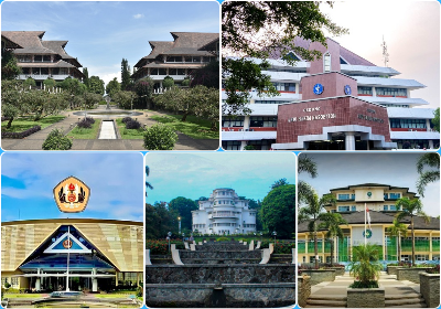 Perguruan Tinggi Negeri (PTN) di Jawa Barat yang terkenal: ITB, IPB, UNPAD, UPI, dan UIN SGD