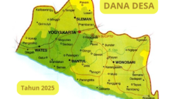 Ilustrasi peta wilayah Provinsi Daerah Istimewa (DI) Yogyakarta yang akan menerima Dana Desa dari pemerintah pada tahun anggaran 2025