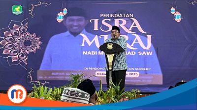 Wakil Bupati Sumenep, K.H. Imam Hasyim, saat memberikan sambutannya pada peringatan Isra' Mi'raj, Rabu (26/02/2025)