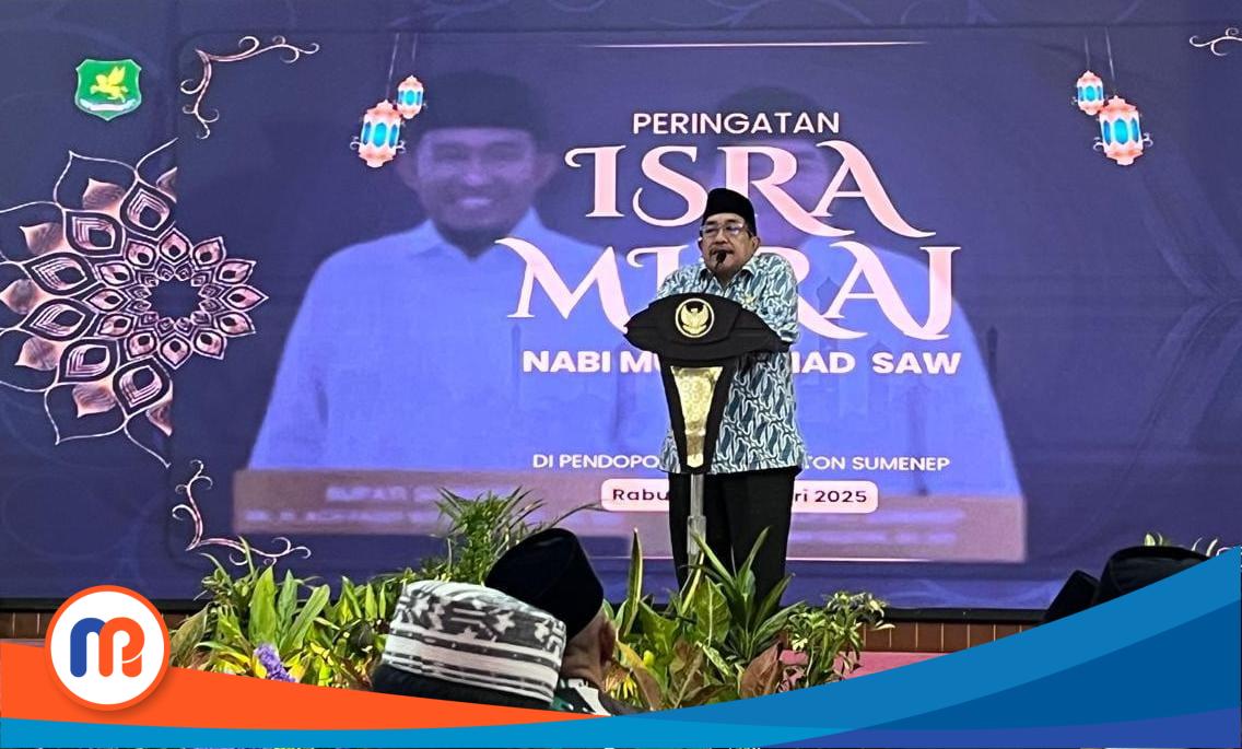 Wakil Bupati Sumenep, K.H. Imam Hasyim, saat memberikan sambutannya pada peringatan Isra' Mi'raj, Rabu (26/02/2025)