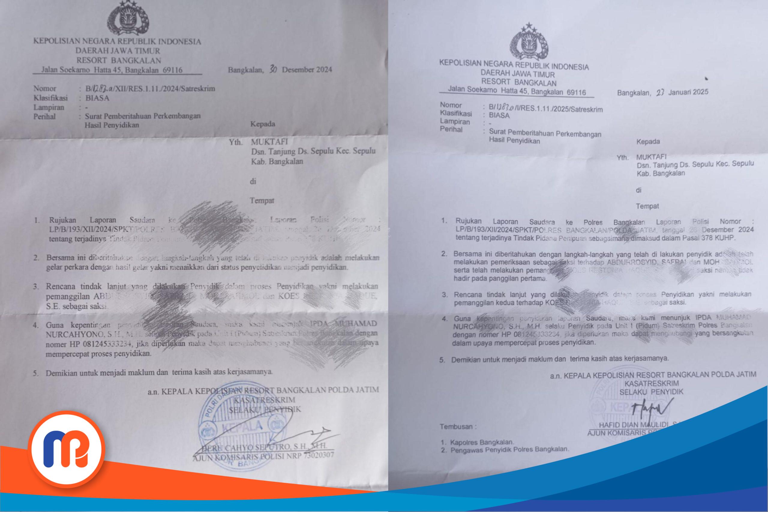 Surat Pemberitahuan Perkembangan Hasil Penyidikan (SP2HP) yang diberikan penyidik kepada kuasa hukum korban