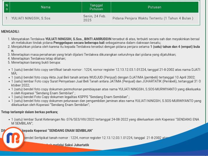 Putusan dalam Sistem Informasi Penelusuran Perkara (SIPP) Pengadilan Negeri (PN) Kabupaten Bangkalan