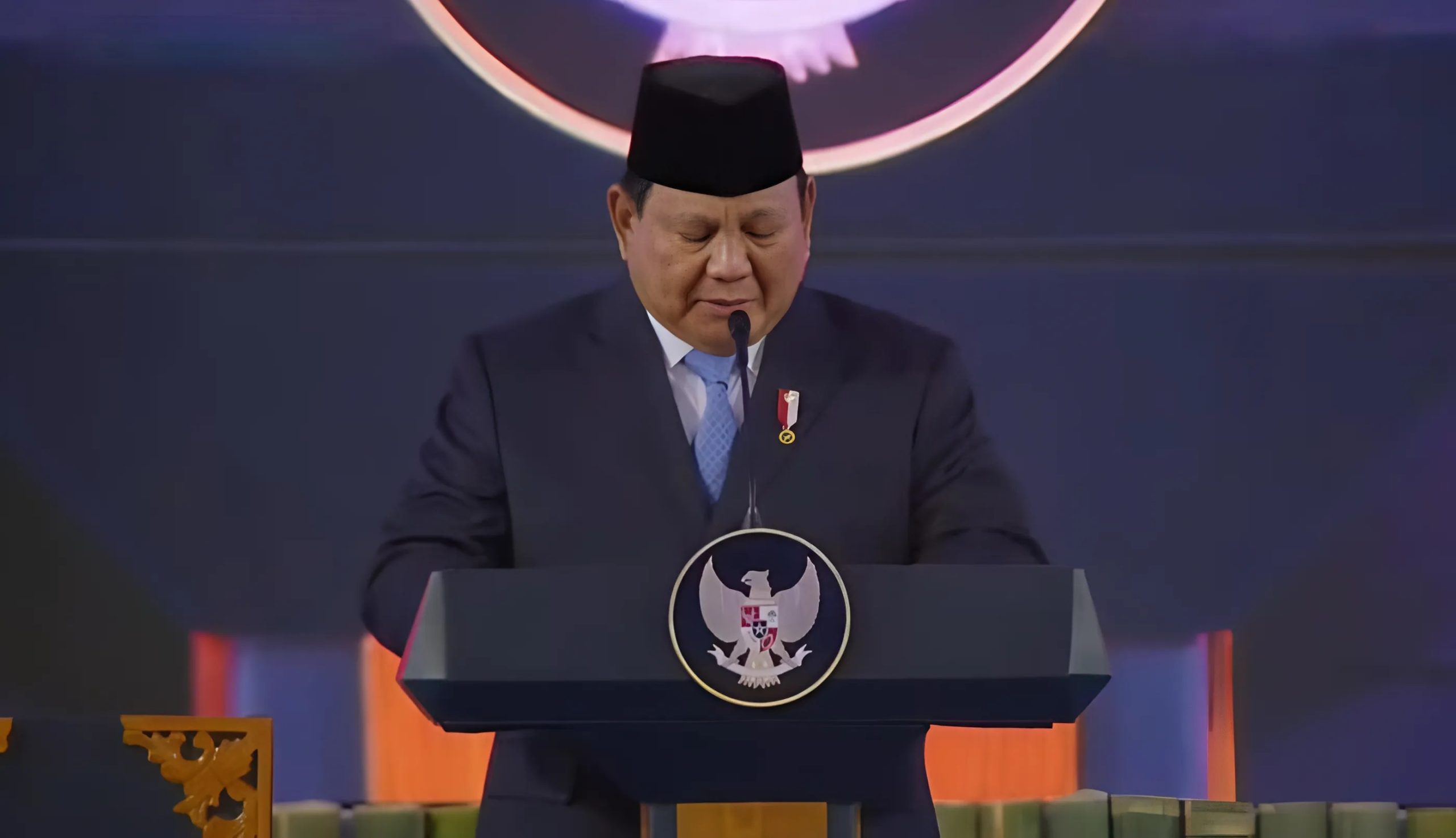 Presiden Prabowo Subianto dalam kegiatan peluncuran Badan Pengelola Investasi Daya Anagata Nusantara (Danantara), di Istana Merdeka, Jakarta, pada Senin (24/02/2025) kemarin