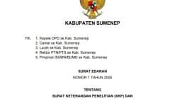 Surat Edaran Nomor 1 Tahun 2025 tentang Surat Keterangan Penelitian (SKP) dan Praktek Kerja Lapangan (PKL)