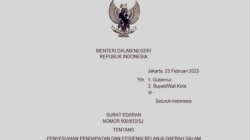 Surat Edaran Menteri Dalam Negeri Nomor 900/833/SJ tentang tentang Penyesuaian Pendapatan dan Efisiensi Belanja Daerah dalam Anggaran Pendapatan dan Belanja Daerah (APBD) Tahun Anggaran (TA) 2025