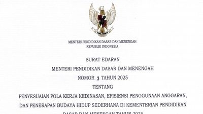 Surat Edaran Mendikdasmen Nomor 3 Tahun 2025 tentang Penyesuaian Pola Kerja Kedinasan, Efisiensi Penggunaan Anggaran, dan Penerapan Budaya Hidup Sederhana di Kementerian Pendidikan Dasar dan Menengah Tahun 2025