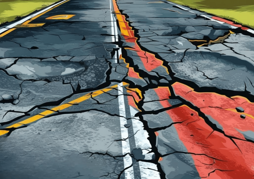 Ilustrasi diantara kondisi jalan di Kabupaten Sampang, Madura, Jawa Timur, pada tahun 2023