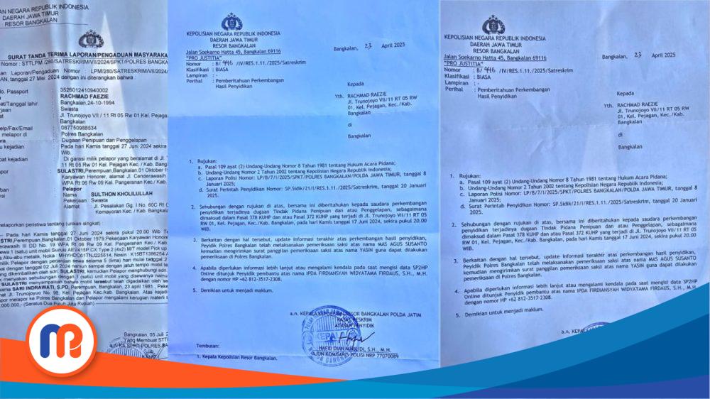 Surat Pemberitahuan Perkembangan Hasil Penyelidikan (SP2HP) yang diterima pelapor, Faezie, sebanyak 4 (empat) lembar yang dinilai lambat belum ada kejelasan