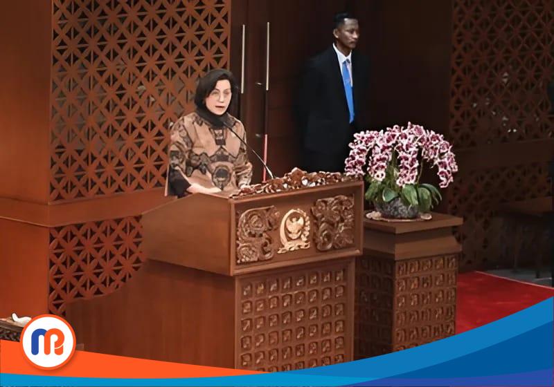 Menteri Keuangan Republik Indonesia (Menkeu RI), Sri Mulyani Indrawati, saat menyampaikan delapan strategi untuk mendukung pembangunan nasional dalam Rapat Paripurna DPR RI, Selasa (20/05/2025) kemarin