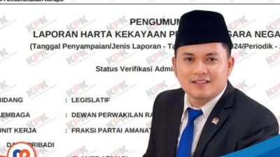 Tangkapan layar LHKPN milik SLamet Ariyadi, anggota DPR RI dari Fraksi PAN