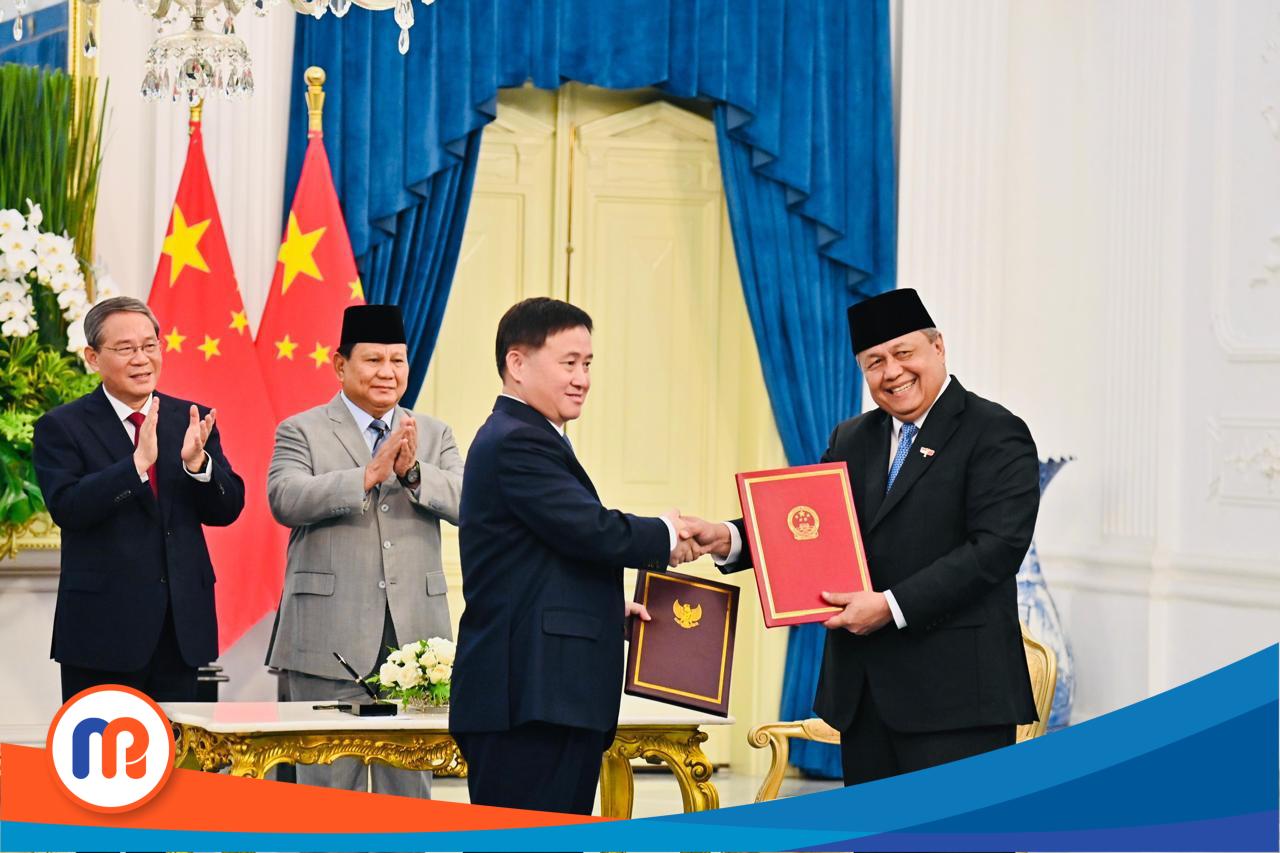 Penandatangan penguatan Nota Kesepahaman penggunaan mata uang lokal. Penandatangan ini disaksikan langsung oleh Presiden Prabowo Subianto dan Perdana Menteri Tiongkok, Li Qiang