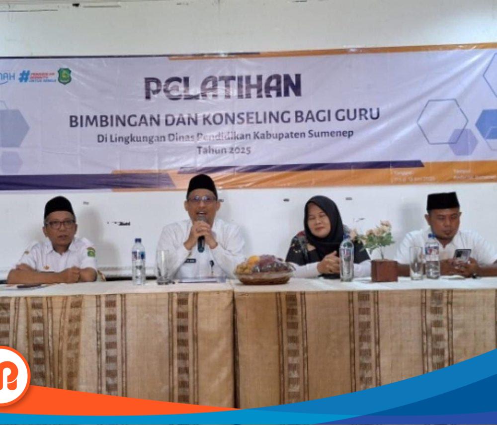 Kepala Dinas Pendidikan Sumenep, Agus Dwi Saputra, S.Sos., M.Si., saat menyampaikan sambutannya pada Pelatihan Bimbingan dan Konseling (BK) bagi para guru