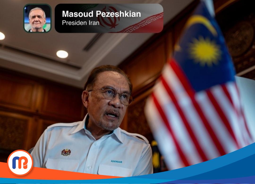 Perdana Menteri Malaysia ke-10, Anwar Ibrahim, melakukan percakapan melalui telepon dengan Presiden Iran, Masoud Pezeshkian. Momen ini diabadikan dan dibagikan melalui akun resmi X @anwaribrahim pada tahun 2025.
