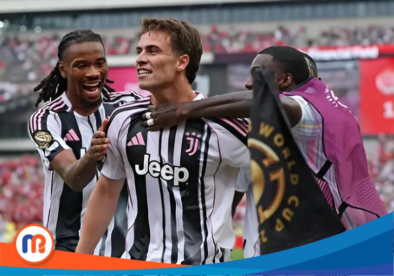 Kenan Yildiz, penyerang Juventus, merayakan momen bersama rekan satu timnya dalam laga Piala Dunia Antarklub FIFA 2025 di Amerika Serikat.