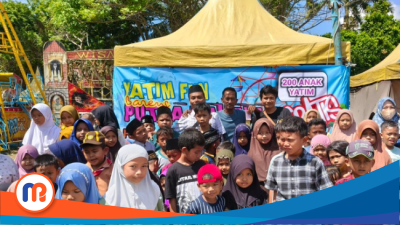 Ratusan anak yatim antusias bermain gratis di wahana Cahaya Kediri