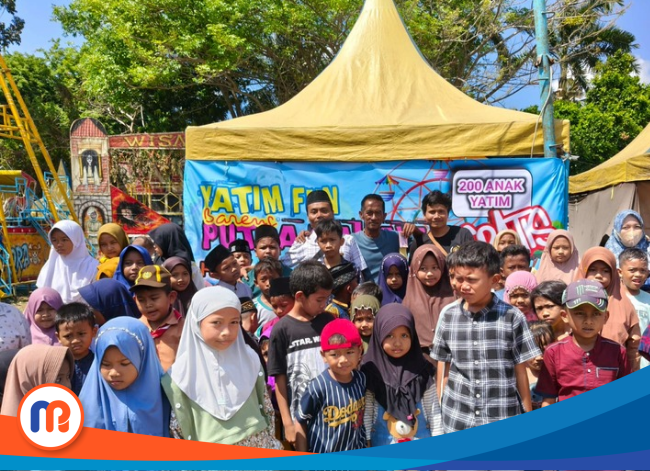 Ratusan anak yatim antusias bermain gratis di wahana Cahaya Kediri
