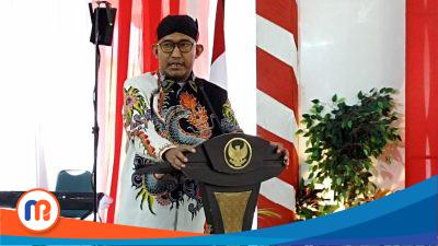 Bupati Sumenep, Achmad Fauzi Wongsojudo saat memberikan sambutan di pendopo setempat