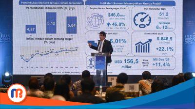 Menkeu Purbaya saat mengisi acara di Indonesia Fiscal Forum 2026 di Thamrin Nine Ballroom