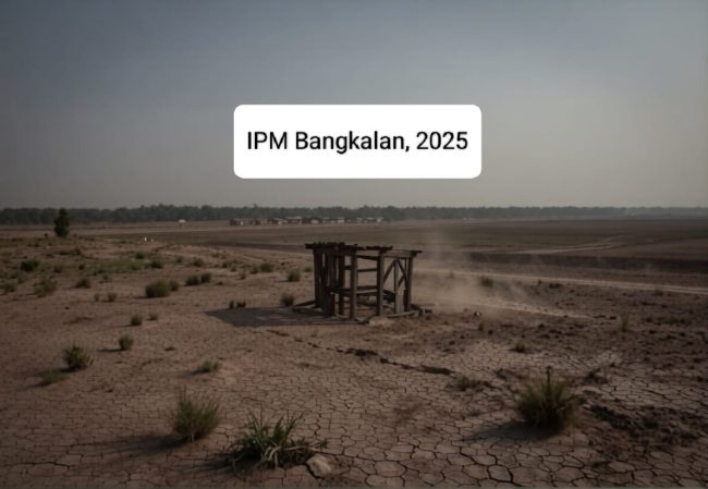 Ilustrasi Indeks Pembangunan Manusia (IPM) Kabupaten Bangkalan Tahun 2025, yang digambarkan dengan kondisi wilayah yang belum maju pembangunannya