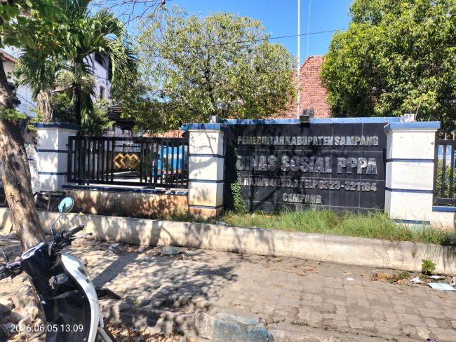 Kantor Dinas Sosial Kabupaten Sampang Yang Berada di Jalan Rajawali, Kecamatan Kota Sampang, Kabupaten Sampang